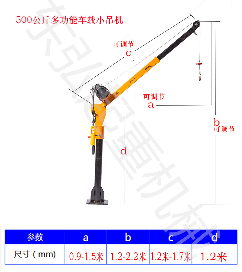 室外吊运机尺寸对照表