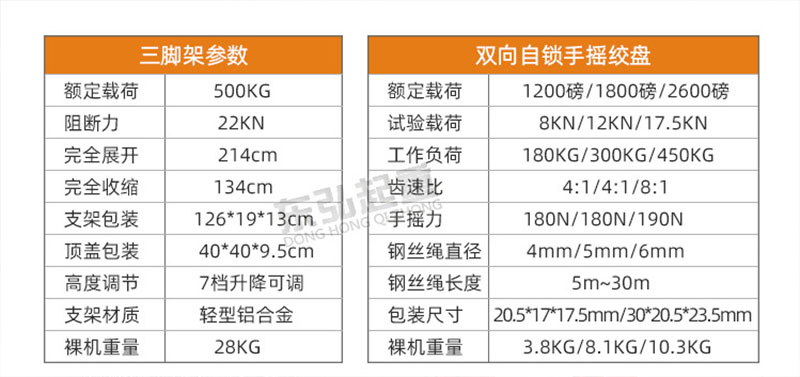 救援三脚架参数